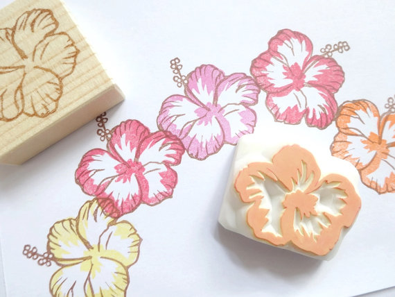 Mariage - Rubber stamps, Hibiscus flower decor, Wedding invitations, Beach wedding, Making card, Set stamps, Flower stamp, Custom stamp, Aloha, Hawaii