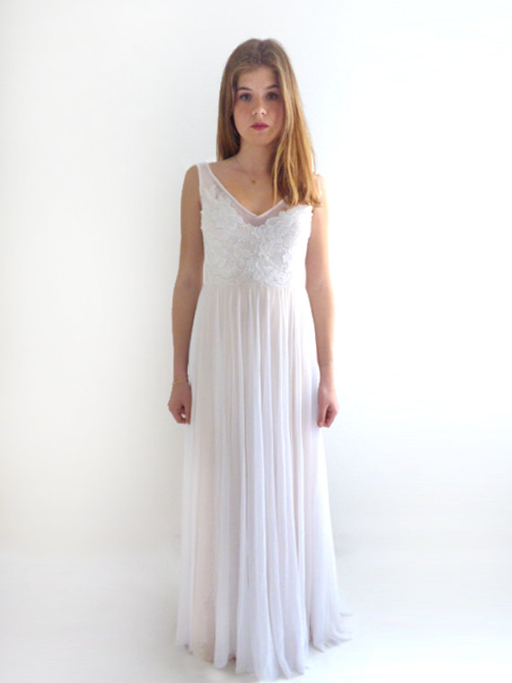 زفاف - Custom Make Wedding Dress - Open Back Lace Wedding Dress / Floor-length Bridal Dress / Lace Wedding Gown : LUCIE Floral Lace Aline Dress