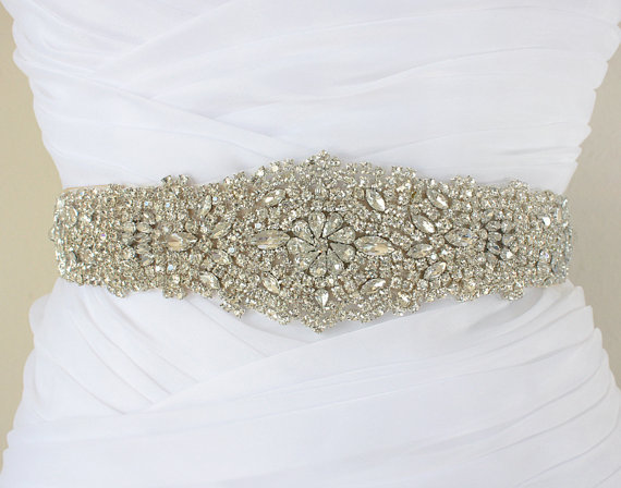 Hochzeit - GIANNA - Vintage Inspired Crystal Bridal Sash, Rhinestone Bridal Belt, Wedding Beaded Sashes, Bridal Accessory