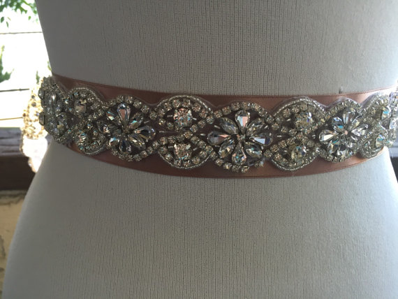 Mariage - Rose Gold Wedding Belt,Bridal Belt, Sash Belt,Crystal Rhinestone,Luxury Bridal Sash