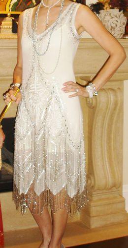زفاف - Stunning Great Gatsby Dress, 1920 Style, Flapper, Sequins And Beads - Size Small