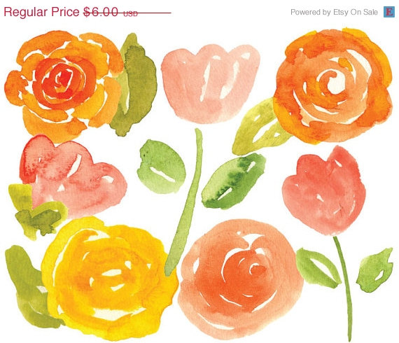 زفاف - Clipart SALE Watercolor Clipart - Watercolor Clip Art  - Rose Bouquet Flowers Clipart