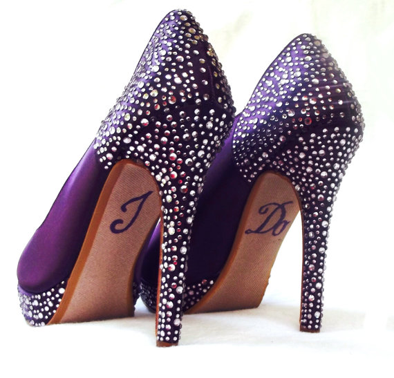 زفاف - Wedding Shoes crystals bling eggplant aubergine