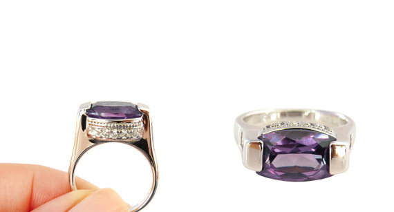 زفاف - SALE Color Changing - 5 Carat Radiant Cut, Bluish Purple Man Made Alexandrite Art Deco, Engagement Ring, Sterling Silver, Promise Ring