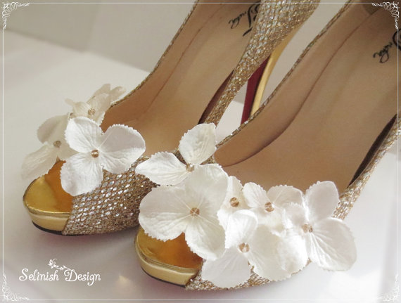 زفاف - Bridal Shoe Clip, Ivory Wedding Shoes, Flower Shoe Clip, Wedding Accessories, Ivory Wedding - code: Sh154dia