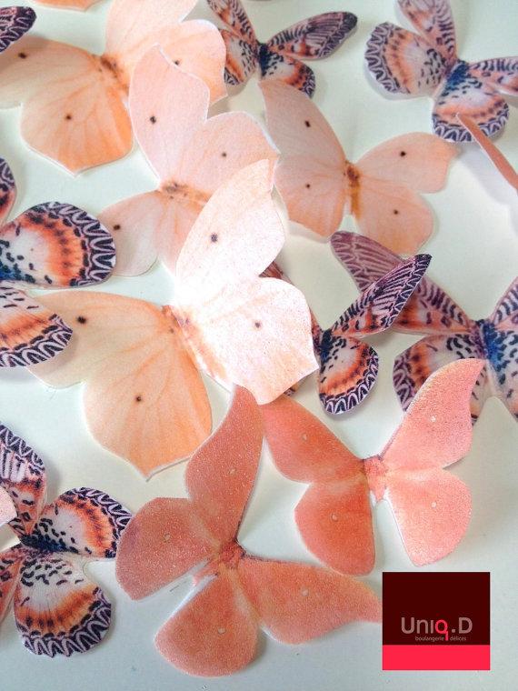 Свадьба - 27 large peach butterflies - edible cake decoration - wedding cake toppers - very large edible butterflies by Uniqdots on Etsy