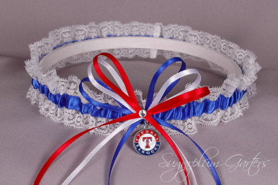 Mariage - Texas Rangers Lace Wedding Garter
