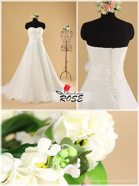 زفاف - A Line Sweetheart Wedding Dresses with Hand-made Flowers and Swarovski Crystal Details Style WD092