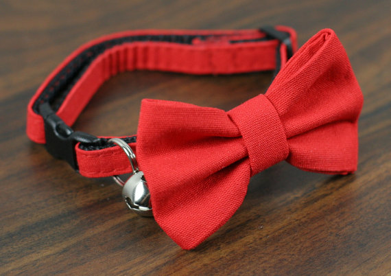 Wedding - Cat Collar with Bow Tie - Simply Red