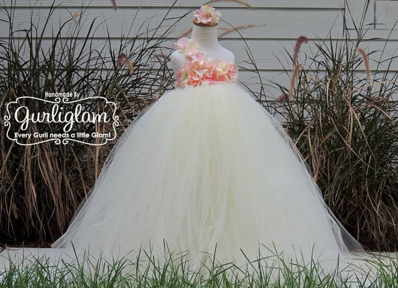 Hochzeit - Flower Girl Dress, Flower Girl Tutu Dress, Pink and Ivory Flower Girl Dress, Hydrangea Flower Girl, Spring Wedding, Summer Wedding