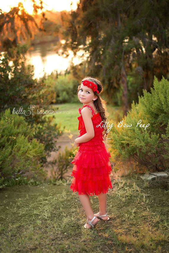 Mariage - Flower Girl Dress - Baptism Dress - Red Lace Dress-Baby girl Clothes-Newborn Girl Dress-Christmas Dress-Baby Dress-Christening Dress-Wedding