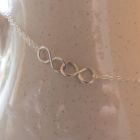 Wedding - Infinity Necklace, Double Infinity, Mother's Necklace Gift, Figure Eight, Bridesmaids Party, Bridal Jewelry, Friendship Necklace Gift