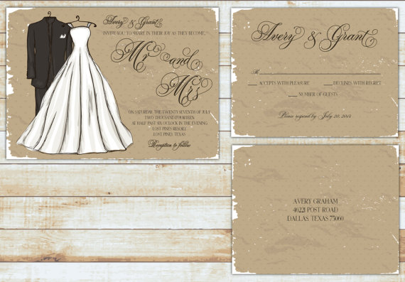 Wedding - PRINTABLE Wedding Invitation Suite DIY - Rustic Mr and Mrs Wedding Collection  (Colors and Wording Can Be Customized)