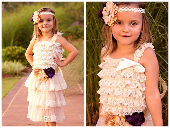 Hochzeit - Flower Girl Dress // Champagne Colored Petti Dress // DRESS ONLY //Girls Petti Dresses // Wedding // Toddler Flower Girl // Baby Flower Girl