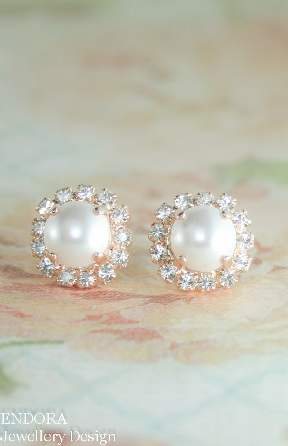 زفاف - rose gold pearl earrings,rose gold wedding jewelry,rose gold earrings.rose gold bridal earrings,rose gold stud pearl earrings,pearl earrings