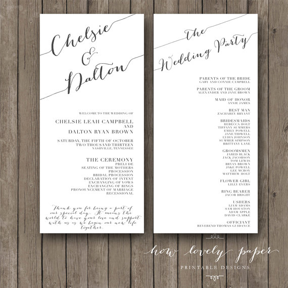 Свадьба - Printable Wedding Program - the Chloe collection