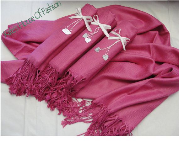 Свадьба - Set Of 5 Fuchsia Pink Wedding Pashmina Style Scarf, Bridesmaid, Wedding, Pashmina Style Scarf Shawl - Ships From USA