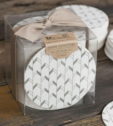 Wedding - Chevron Letterpress Coasters 50-Pack