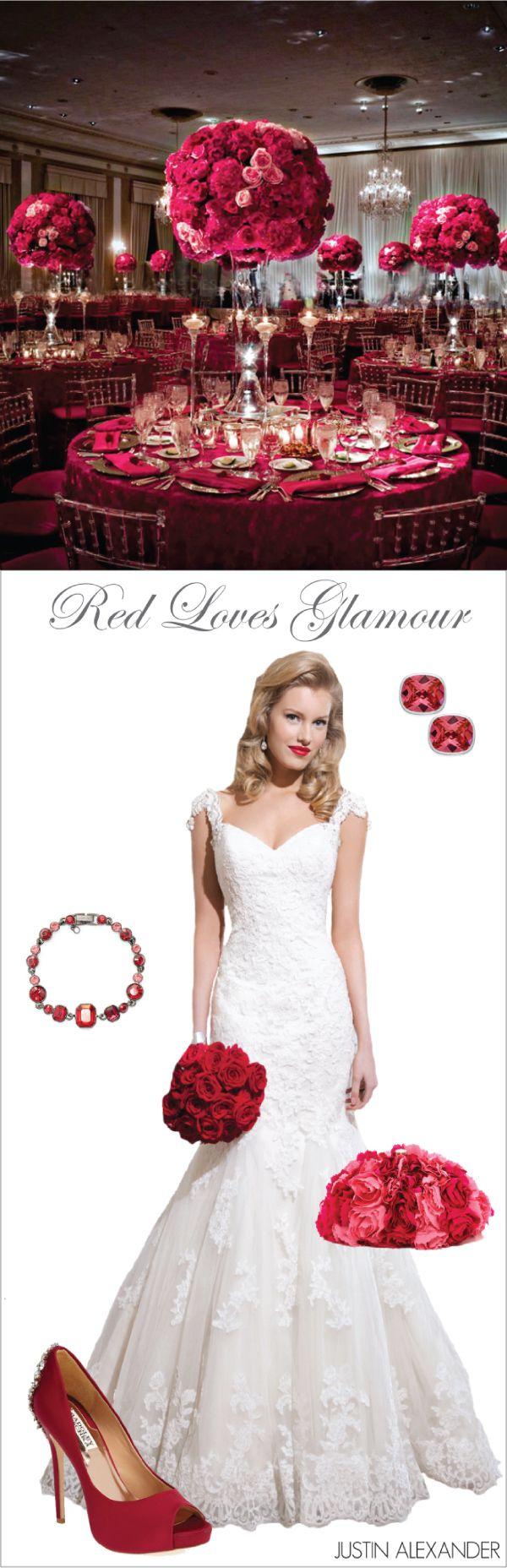 Свадьба - Wedding Day Look: Red Loves Glamour