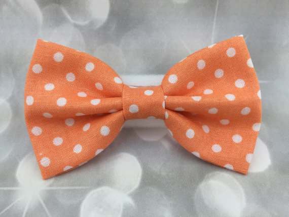 Wedding - Orange Sherbet Polka Dot Small Pet Dog Cat Bow / Bow Tie