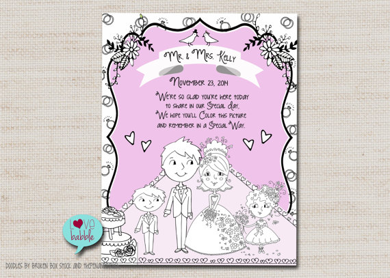 زفاف - Personalized Wedding Coloring page, Will you be my flower girl ring bearer gift, PRINTABLE DIGITAL FILE - 8.5 x 11