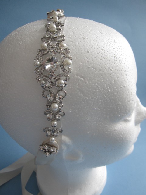 Hochzeit - Bridal headband wedding headband bridal hair piece wedding headpiece wedding accessory bridal hair accessory pearl headband 1920's bridal