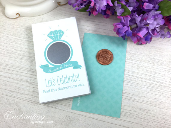 Wedding - 10 Tiffany Blue Scratch Off Cards - Bridal Shower Game - Bachelorette Party Games