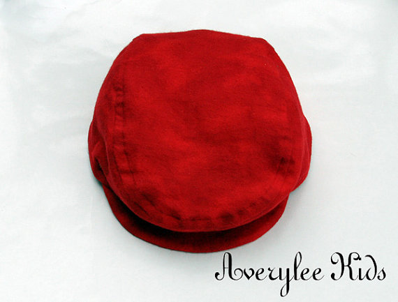 زفاف - Newsboy Hat in Red Flannel, Infants and Toddlers