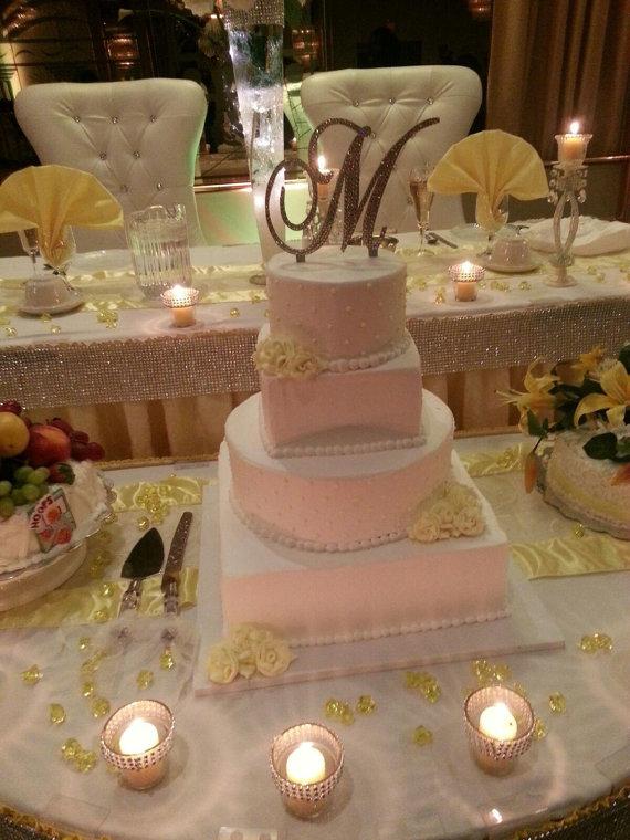 Wedding - Monogram Wedding Cake Topper Crystal Initial Any Letter A B C D E F G H I J K L M N O P Q R S T U V W X Y Z
