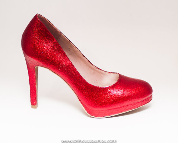Hochzeit - Glitter Bright Candy Apple Red High Heels Stilettos Pumps Shoes