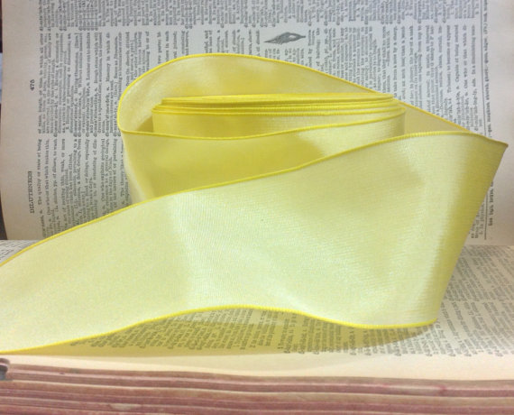 زفاف - canary lemon yellow taffeta french wired ribbon