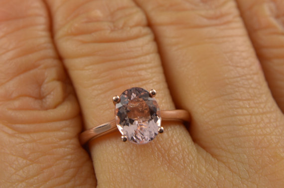 Hochzeit - Alaina, Morganite and Rose Gold Engagement Ring - Oval Solitaire