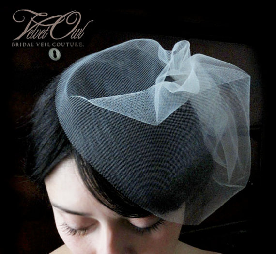 Wedding - Bridal birdcage veil tulle Cap fitted Soft Ivory White or Champagne - CHARLOTTE