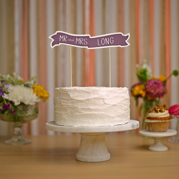 Wedding - Custom Cake Banner No. 1 - Wedding Cake Topper