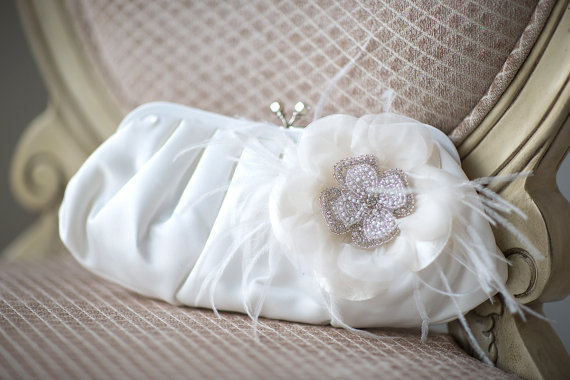Hochzeit - Wedding Handbag, Bridal Purse, Ivory Wedding Clutch