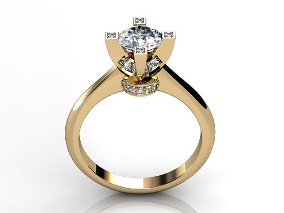 Mariage - 14k yellow gold diamond engagement ring, bridal ring, wedding ring ER-1026-2
