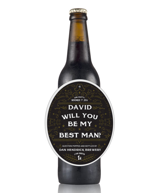 Wedding - Custom Groomsmen Wine/Beer/Liquor Label - Ask Best Man - Wedding Party Beer Label - Personalized Groomsman Gift - Will you be my Best Man