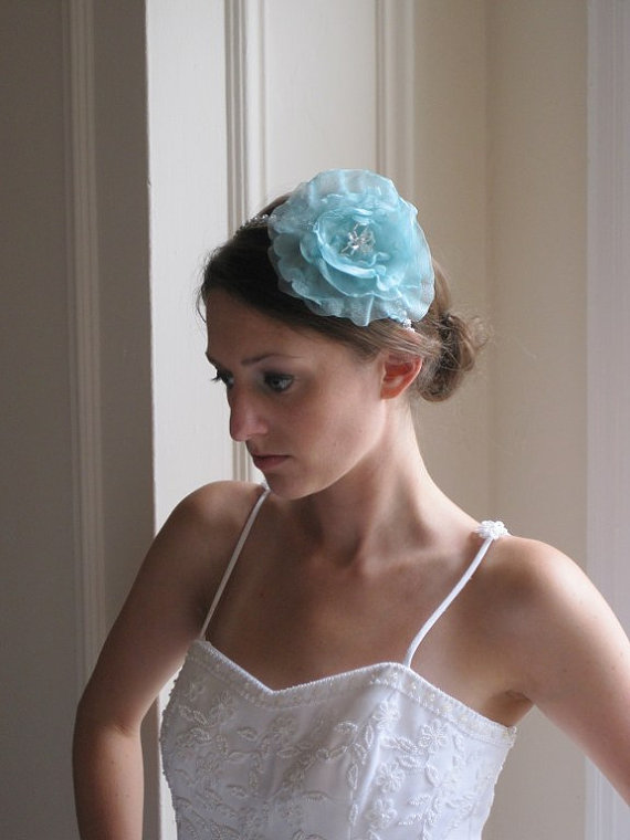 Wedding - Wedding Hair Accessories, Something Blue Floral Headband, Brides, Bridesmaids, Swarovski Crystals