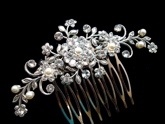 Wedding - Wedding hair comb, Bridal hair comb, Vintage Headpiece, Crystal Headpiece, Flower hair comb, vintage style hair accessory, Head piece