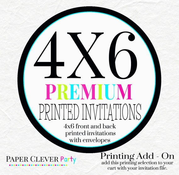 Свадьба - Printing 4x6 printed invitations with back design printed included white envelopes