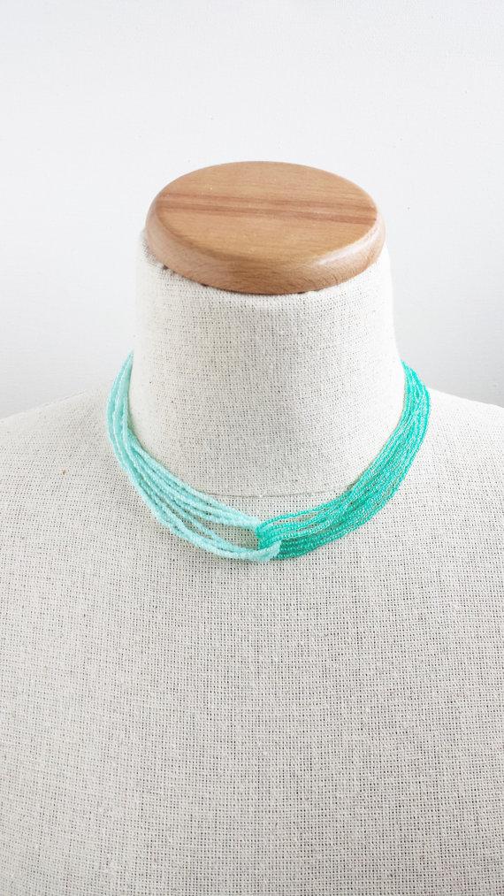 Wedding - Ombre turquoise necklace, ombre necklace, aqua necklace, sea foam necklace, teal necklace, bridesmaid turquoise necklace, turquoise necklace