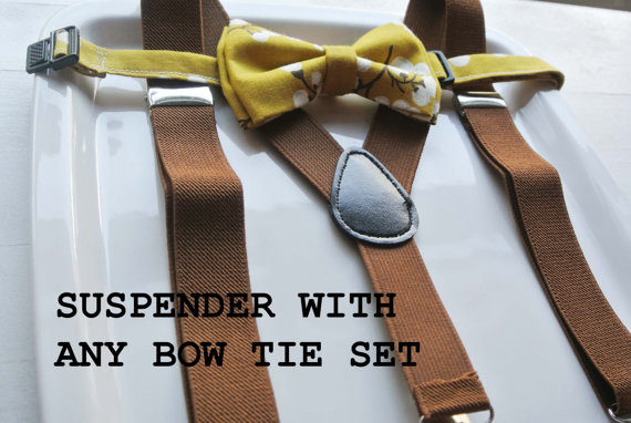 زفاف - Choose Any bowtie with Dark brown Suspender !! for toddler/ boy/ baby
