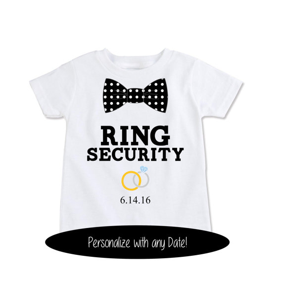Mariage - Custom tshirt funny Ring Bearer gift, Personalized ring bearer security rehearsal t shirt, personalize with any date and colors (EX 369)