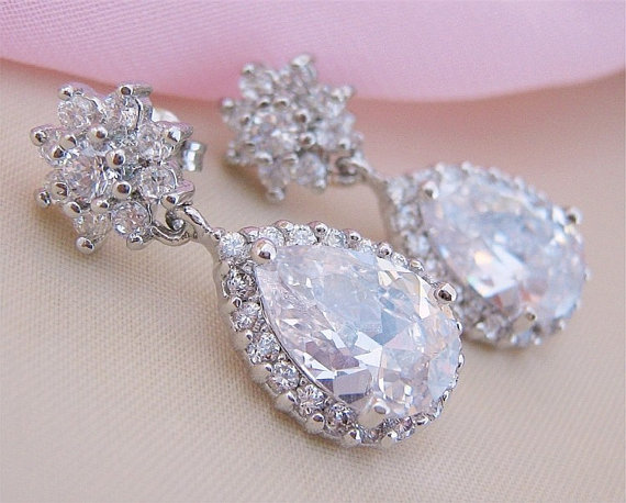 زفاف - Wedding Drop earrings, Bridal Teardrop Earrings, Crystal Bridal Earrings, Wedding Jewelry, Crystal Earrings, Bridal Earrings