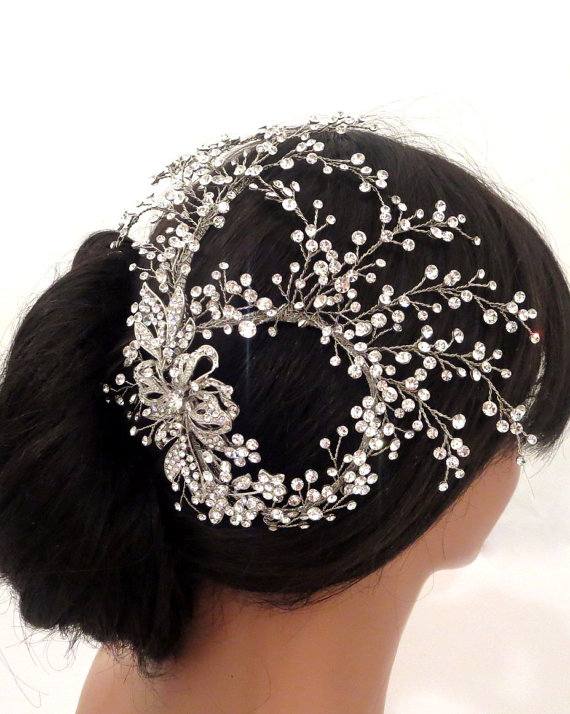 Свадьба - Bridal hair vine, Bridal headpiece, Statement headpiece, Bridal hair comb, Rhinestone headpiece, Rhinestone hair vine