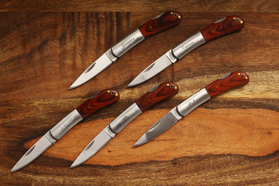 Wedding - SET OF 5 Groomsmen Personalized Knives - Engraved Pocket Knife - Custom Groomsmen Gifts - Groomsmen Gift Knife Set of 5