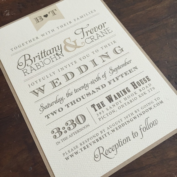 Свадьба - Vintage Wedding Invitations // Neutral Tones // Twine and Burlap // Purchase this Deposit to Get Started