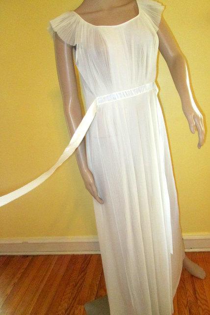 Mariage - Wedding White Nightgown.  Pleated and Gorgeous.