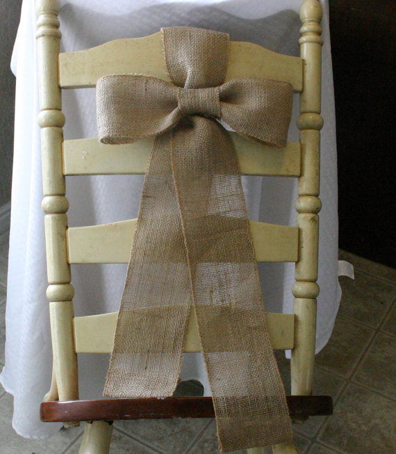 Mariage - Burlap chairs sash, burlap wedding decor, shabby chic, country chic, rustic chic, French country, cottage chic wedding,