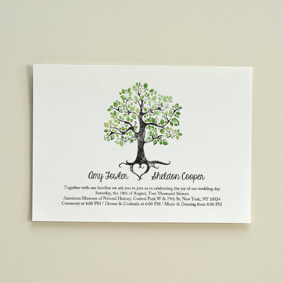 Mariage - Wedding Invitation - Rustic Woodland Tree - DIY Printable PDF Template - Green